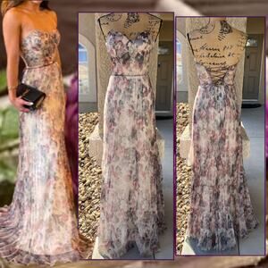 Lulus Most Beautiful Day Ivory Multi Floral Print Organza Maxi Dress Size 4